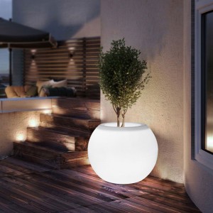 LED round flower pot outdoor garden waterproof lawn light Christmas party landscape decoration lamp big rechargeable plant pot floor lamp